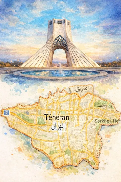 Téhéran — vue et plan de ville