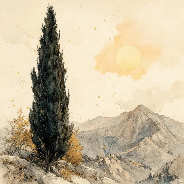 Cyprès et soleil d'été